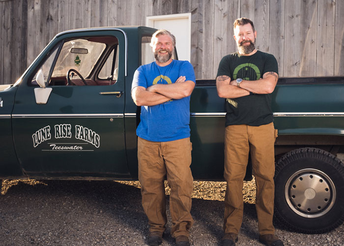 Founders Martin and Chris Johnston leaning on truck